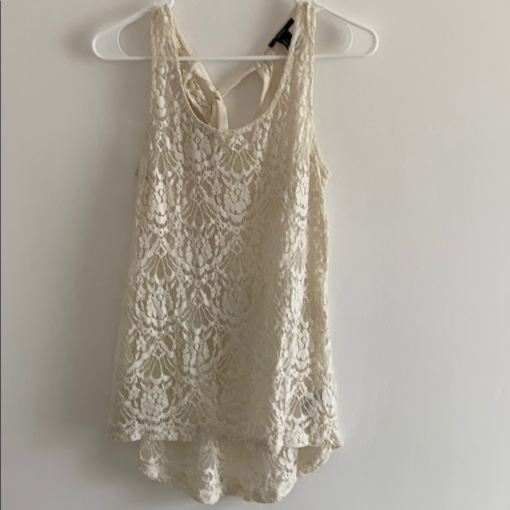Forever 21 ivory crochet lace top